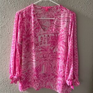 Lilly Pulitzer Pink Patterned Blouse